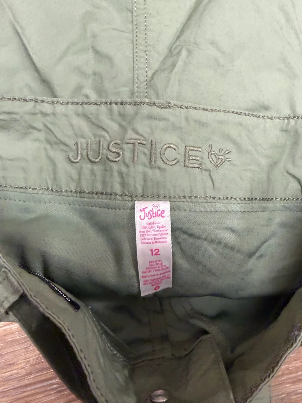 Girls Cargo Mini Skirt with Belt Olive Green - Size 12 (NEW)